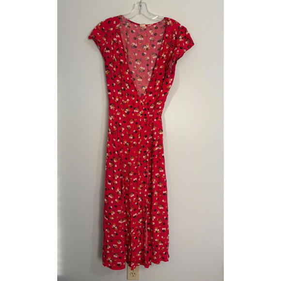 Gap Wrap Dress Small Women Maxi Pink Floral Cap Sleeve Y2K Romantic Fairy - Picture 4 of 9